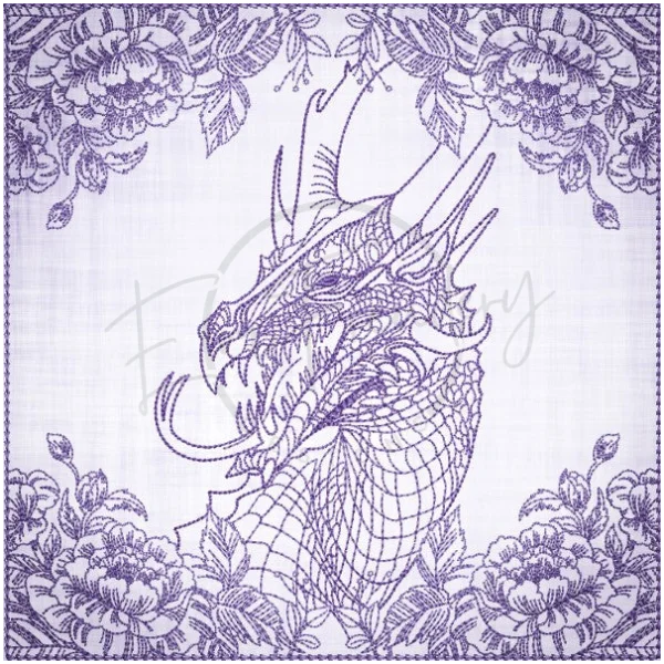 Quilt Square - Dragon Selfie Portrait 6 7.77 X 7.80 (197.4mm X 198.1mm)