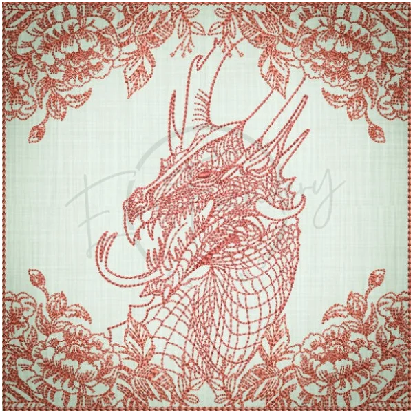 Quilt Square - Dragon Selfie Portrait 6 6.08 X 6.10 (154.8mm X 154.9mm)