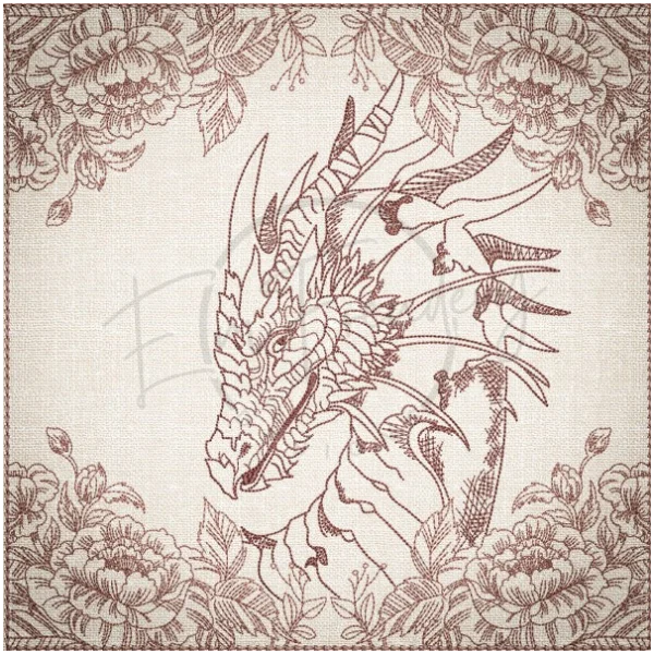 Quilt Square - Dragon Selfie Portrait 8 9.97 X 10.00 (253.2mm X 254mm)