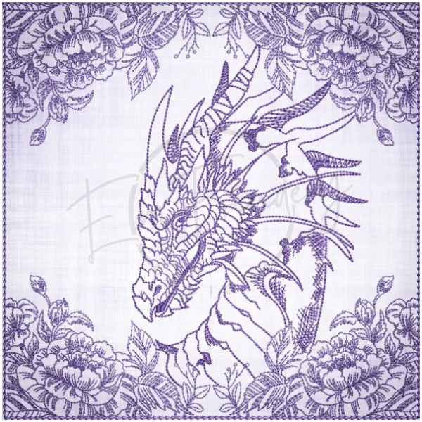 Quilt Square - Dragon Selfie Portrait 8 7.77 X 7.80 (197.4mm X 198.1mm)