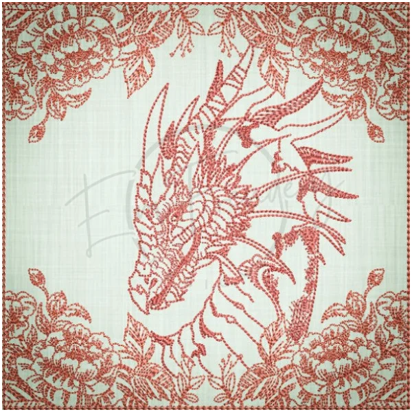 Quilt Square - Dragon Selfie Portrait 8 6.08 X 6.10 (154.8mm X 154.9mm)