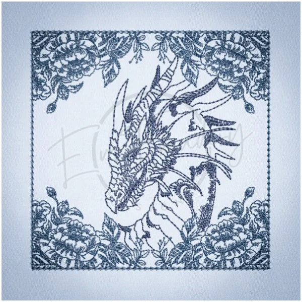 Quilt Square - Dragon Selfie Portrait 8 5.03 X 5.02 (127.8mm X 127.5mm)