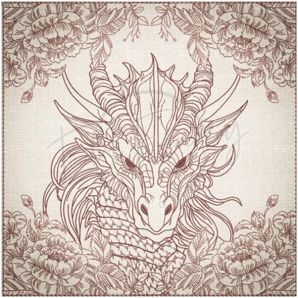 Quilt Square - Dragon Selfie Portrait 9 9.97 X 10.00 (253.2mm X 254mm)