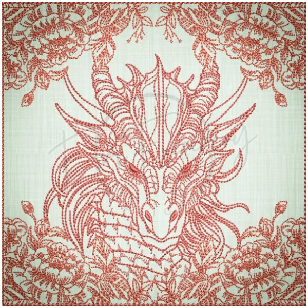 Quilt Square - Dragon Selfie Portrait 9 6.08 X 6.10 (154.8mm X 154.9mm)