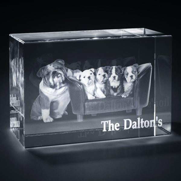 Dog Family 3D Photo Crystal Cube