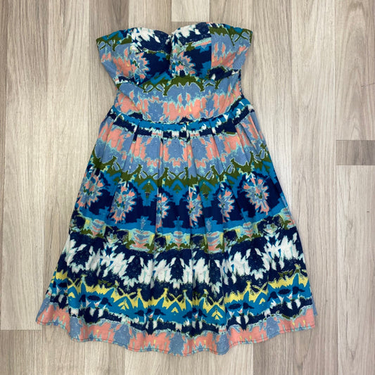 Red Camel Women's Size S Blue-Multi Abstract Strapless Dress