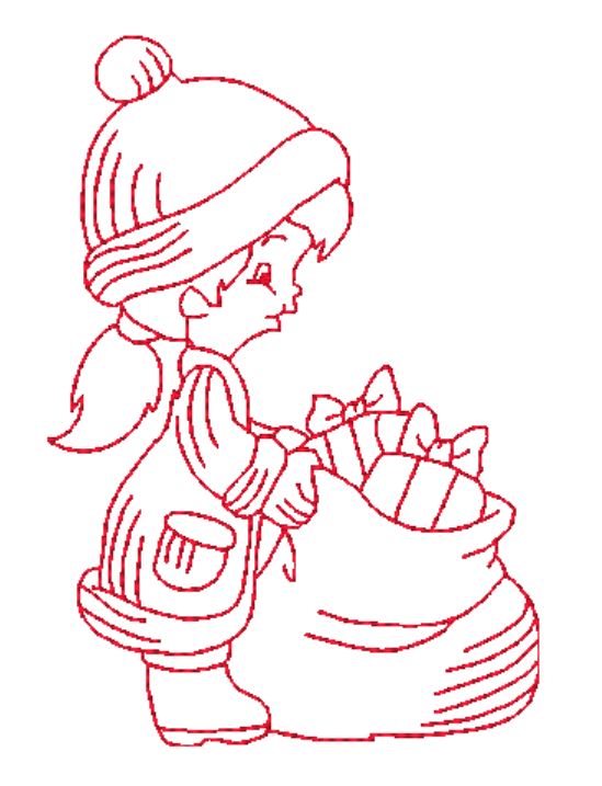 Redwork Christmas Kids   ATWS-10020