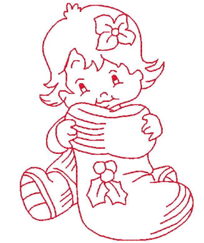 Redwork Christmas Kids   ATWS-10020