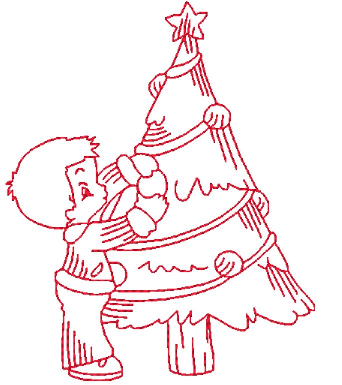 Redwork Christmas Kids   ATWS-10020