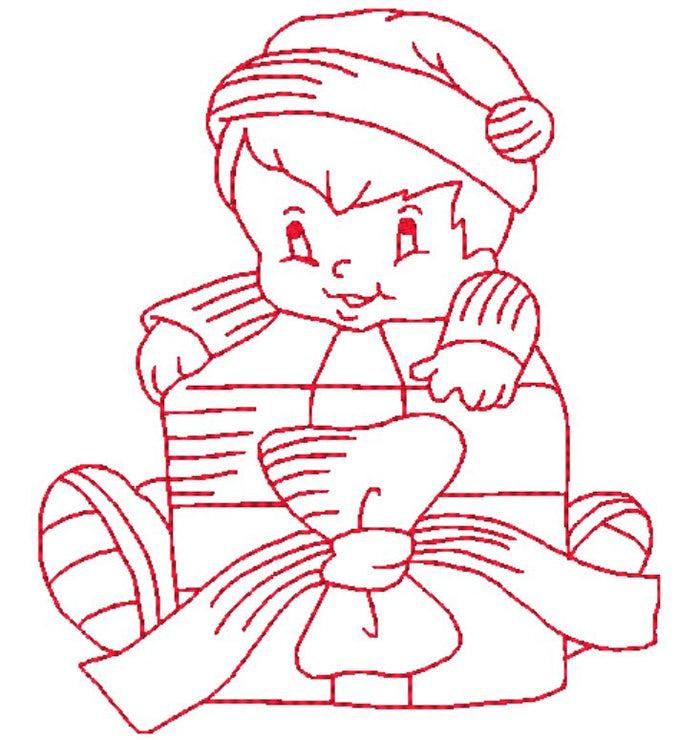 Redwork Christmas Kids   ATWS-10020