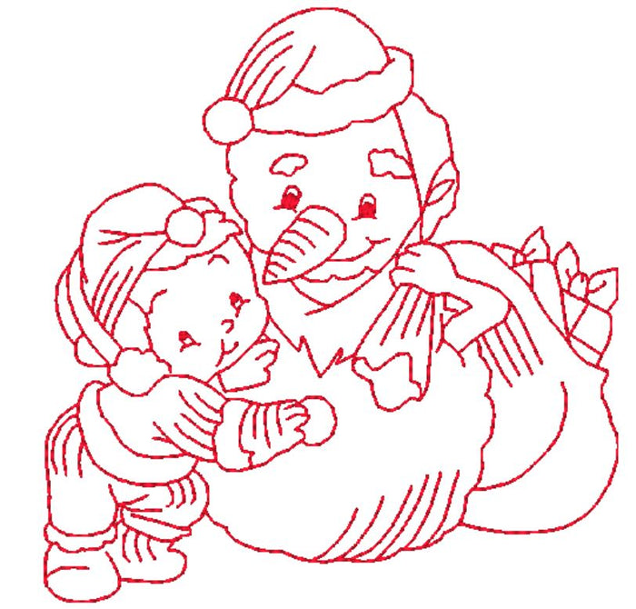 Redwork Christmas Kids   ATWS-10020