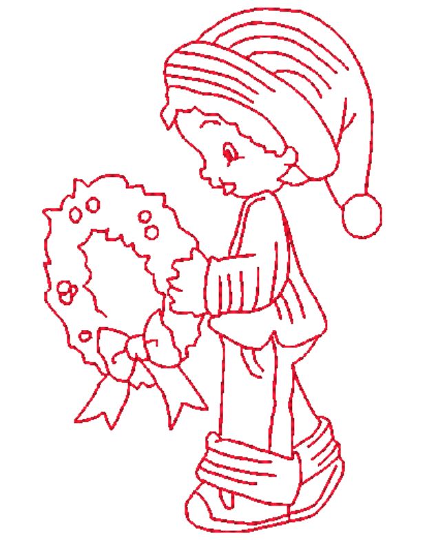 Redwork Christmas Kids   ATWS-10020