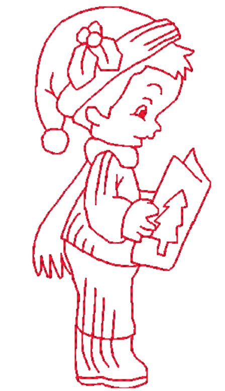 Redwork Christmas Kids   ATWS-10020