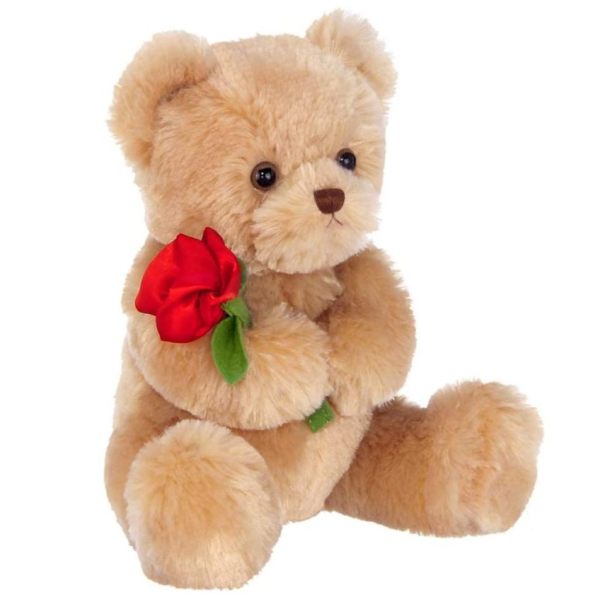 Remington Plush Stuffed Teddy Bear with Rose Side
