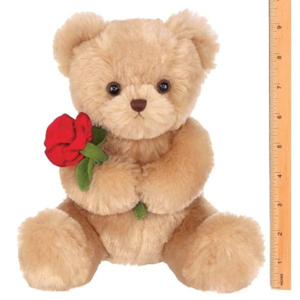 Remington Plush Stuffed Teddy Bear with Rose Measuring Vertical