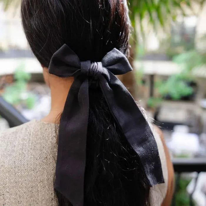 Satin Bow Scrunchie Black by Kooshoo