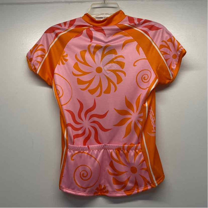 Shebeest Size XS Women's Orange-Pink Pattern Short Sleeve Activewear Top