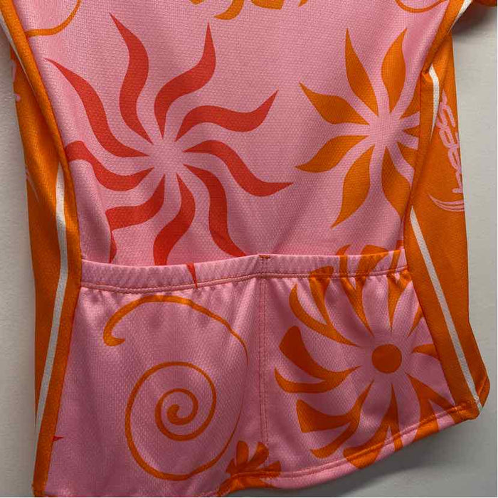 Shebeest Size XS Women's Orange-Pink Pattern Short Sleeve Activewear Top