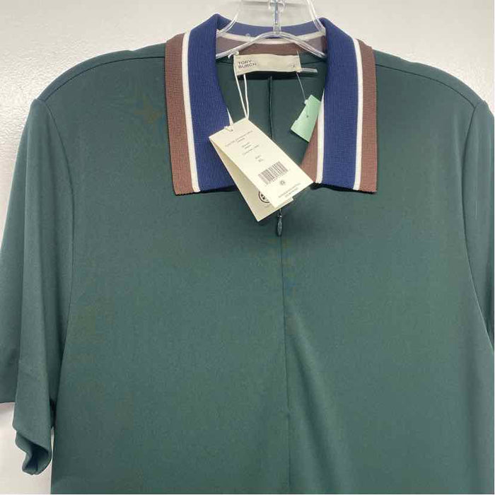 Tory Burch Size Xl Women's Green Color Block Short Sleeve Dress
