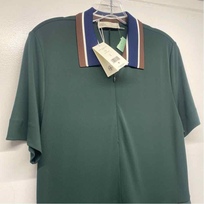 Tory Burch Size Xl Women's Green Color Block Short Sleeve Dress
