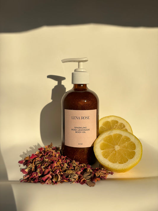 Sparkling Rose Lemonade Body Oil from the Lena Rose House Line