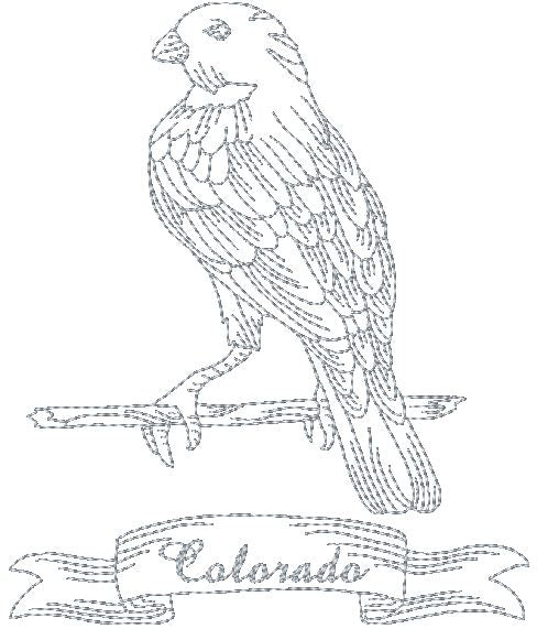 State Bird Redwork-1 [5x7]   11011 Machine Embroidery Designs