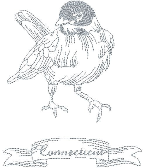 State Bird Redwork-1 [5x7]   11011 Machine Embroidery Designs