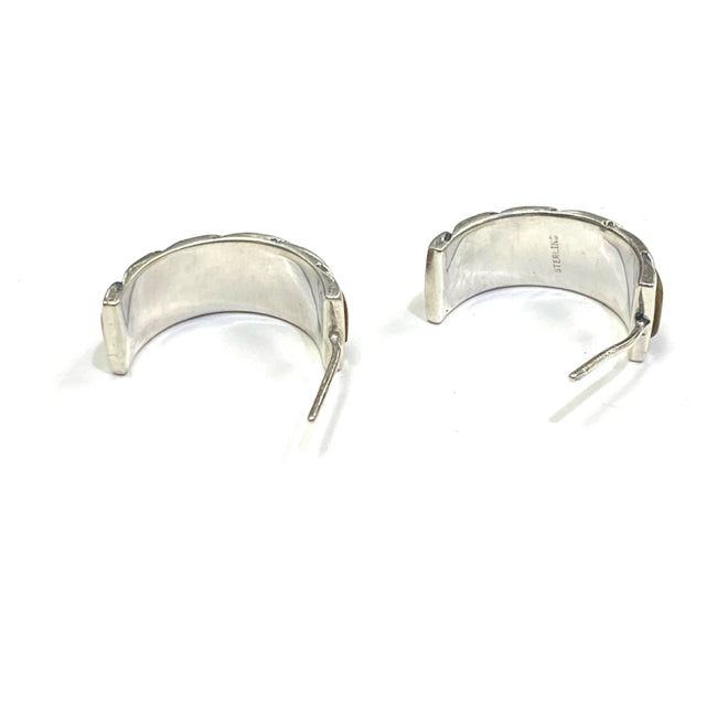 Sterling Silver hoop opal, tiggers eye and black onyx set in sterling  earrings