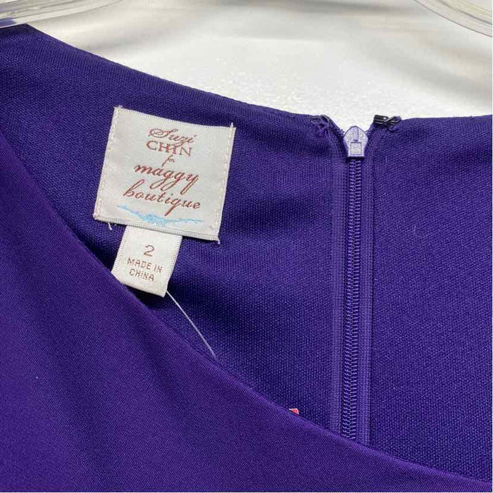 Suzi Chin Maggy Boutique Size 2-XS Women's Purple Solid Sheath Dress