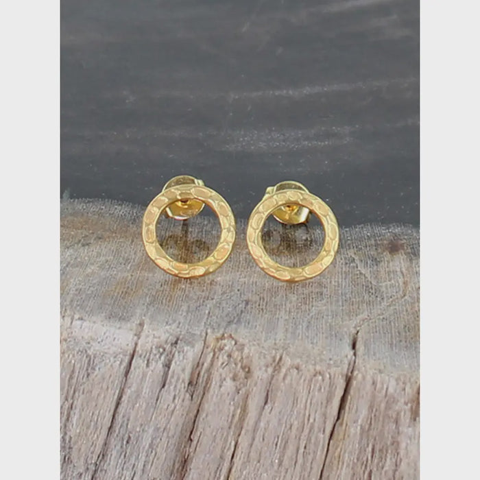 Suzie Blue Gold Ring Stud Earrings - Precious Sparkle