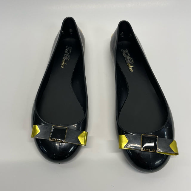 Ted Baker Size 5 Women's Black-Gold Solid Slip On Flats