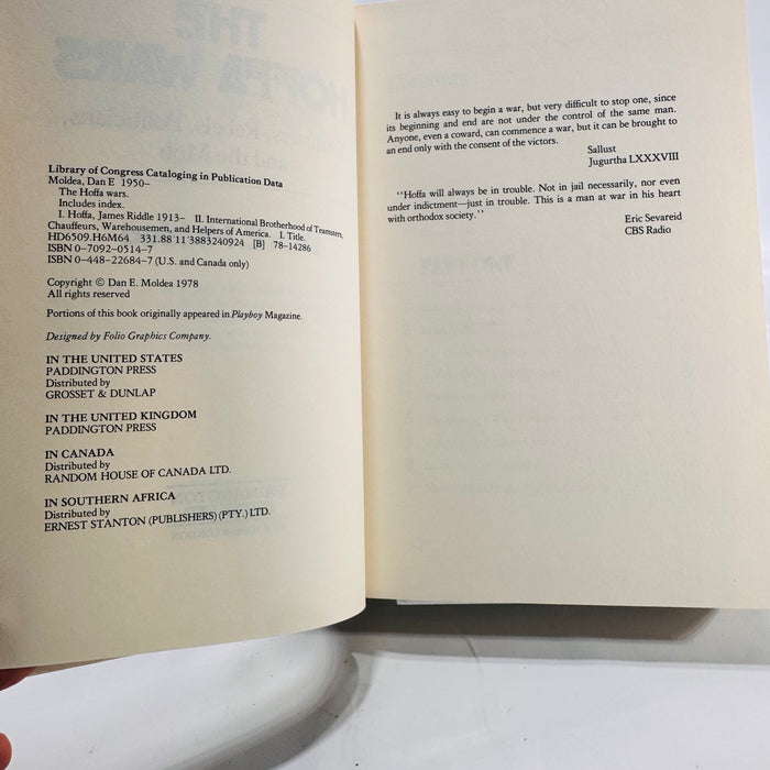 The Hoffa Wars Hardcover Book by Dan E. Moldea – 1978- Illustrated Dust Jacket