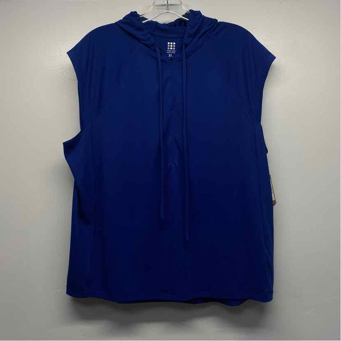 Title Nine Size Xl Women's Blue Solid Hoodie Activewear Top