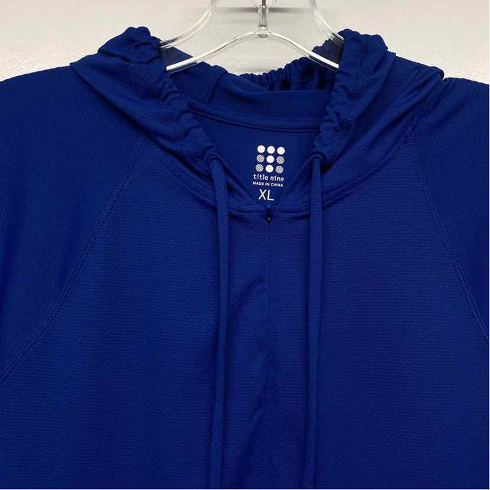 Title Nine Size Xl Women's Blue Solid Hoodie Activewear Top