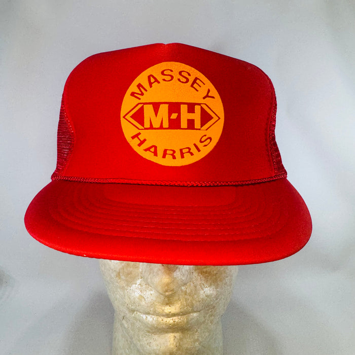 Vintage 1980s Massey Harris Trucker Hat, Red Mesh Snapback Farm Cap, M-H Logo Hat, Nissun Cap, One Size Fits Most