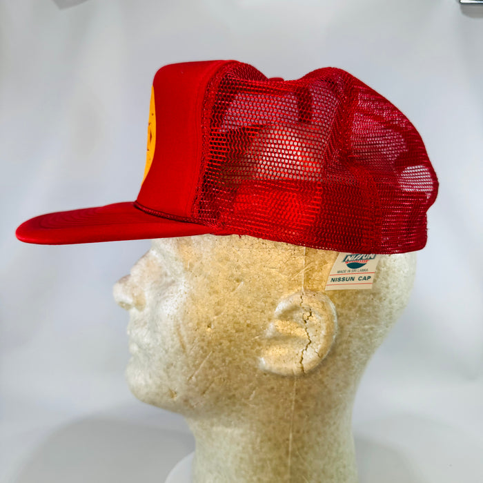 Vintage 1980s Massey Harris Trucker Hat, Red Mesh Snapback Farm Cap, M-H Logo Hat, Nissun Cap, One Size Fits Most