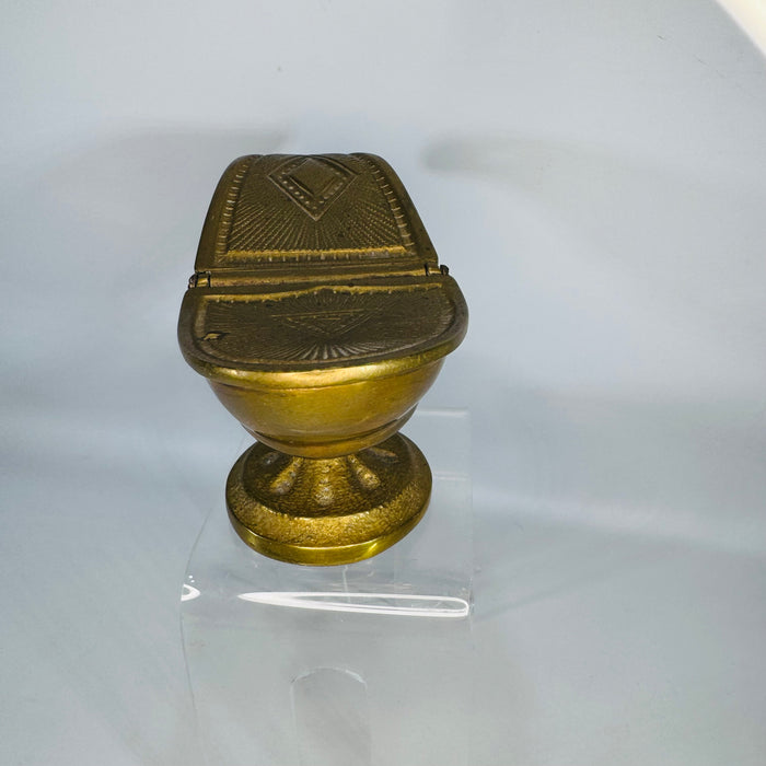 Vintage Brass Incense Boat | hinged liturgical brass vessel on pedestal base