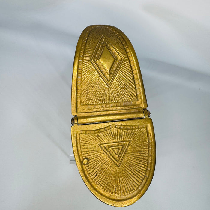 Vintage Brass Incense Boat | hinged liturgical brass vessel on pedestal base