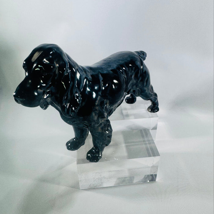 Vintage Goebel West Germany Black Cocker Spaniel Figurine Glossy Porcelain Dog Statue