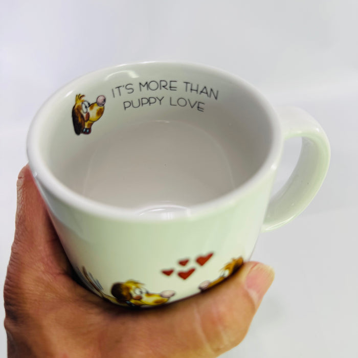 Vintage Papel Puppy Love Coffee Mug, Vagabond Creations Dog Lover Ceramic Mug Made in Japan, It's More Than Puppy Love Cup