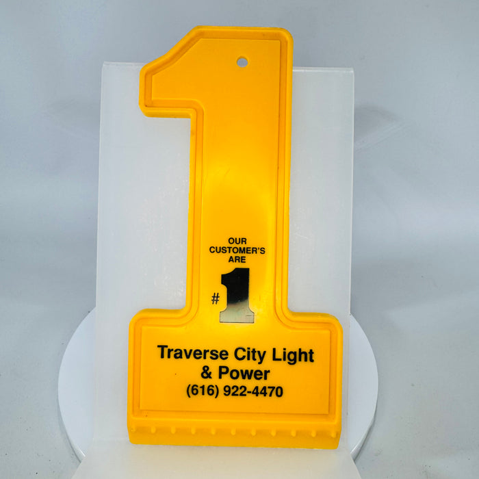 Vintage Traverse City Light & Power Ice Scraper, Number 1 Promotional Scraper, TCL&P Advertising, Yellow Utility Giveaway