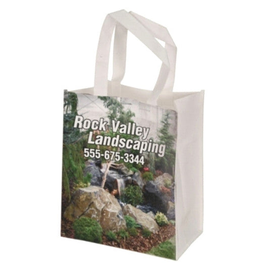 White Canvas Picture Gift Bag with 6 Inch Gusset
