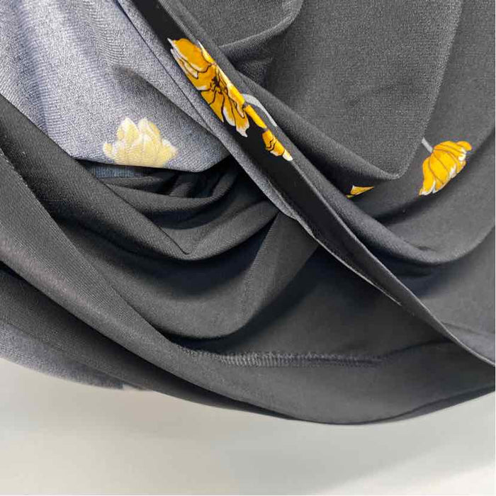 White House Black Market Size 12 Women's Black-Multi Floral Faux Wrap Dress