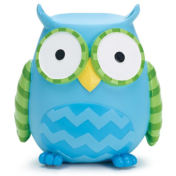 WHO'S CUTEST BOY Blue Owl Resin Bank