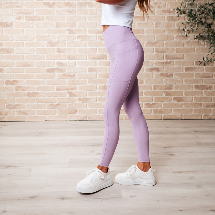 Wisteria Max Sculpt Diagonal Ribbed Leggings, ribbed leggings – alternate view 3