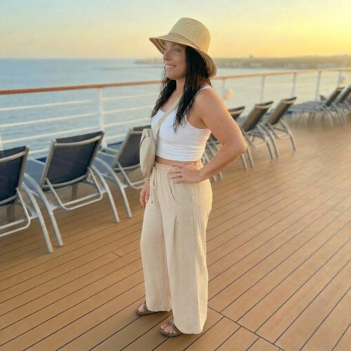 Women's Drawstring Wide Leg Pants Casual Vacation