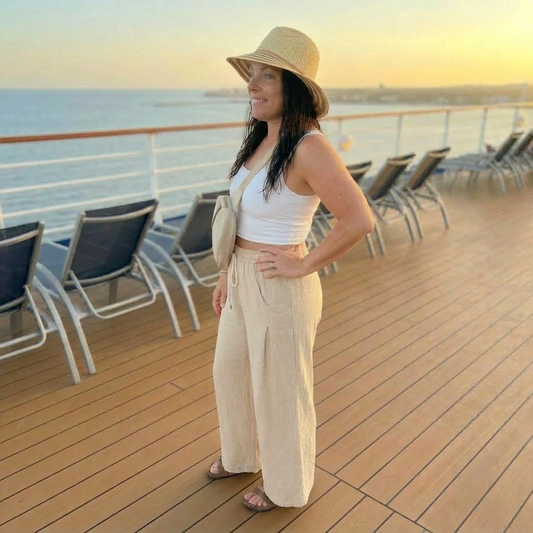 Women's Drawstring Wide Leg Pants Casual Vacation