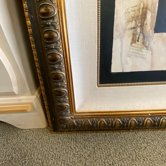 Wood framed canvas print of pedestal bowl of fruit signed Noel