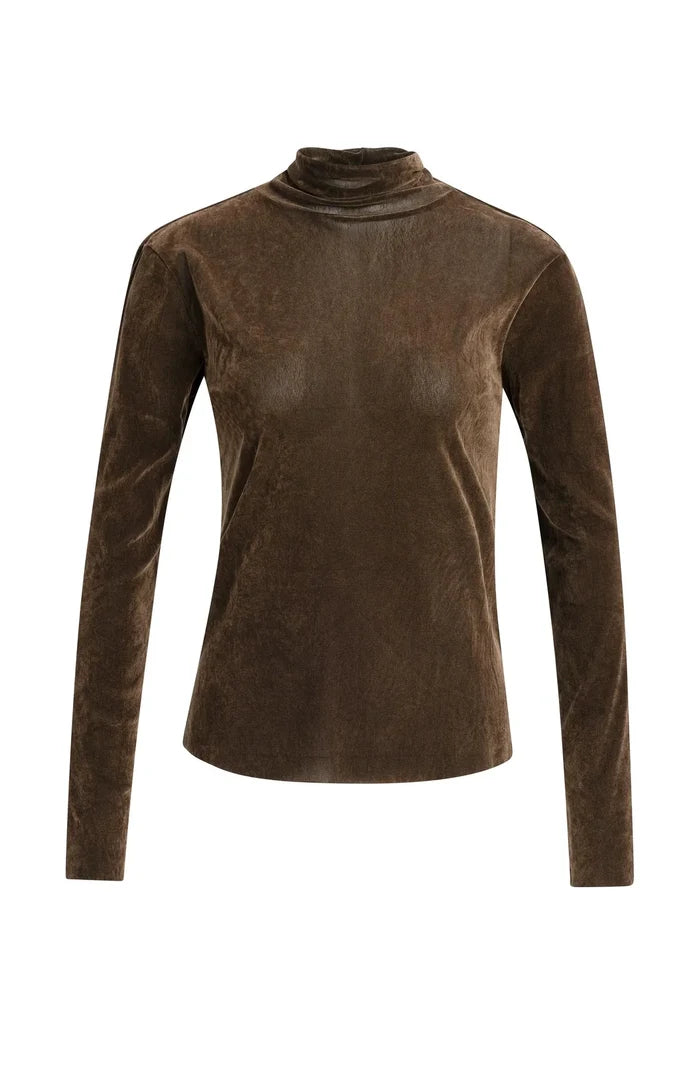 Yaya Velvet Mesh Top with High Neck - Precious Sparkle