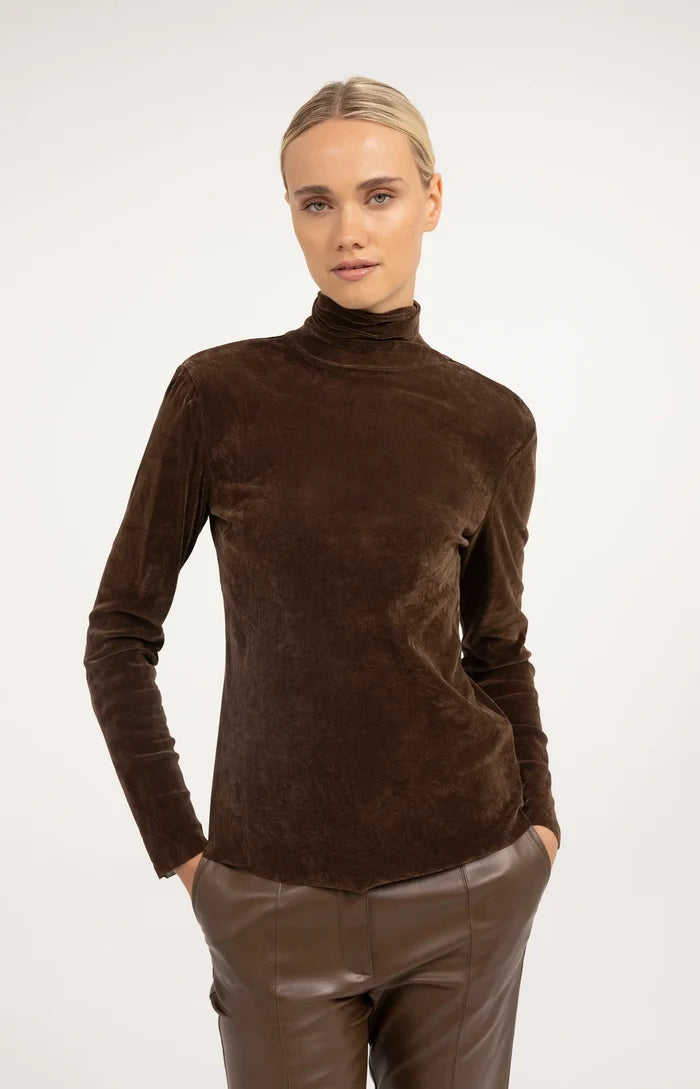Yaya Velvet Mesh Top with High Neck - Precious Sparkle